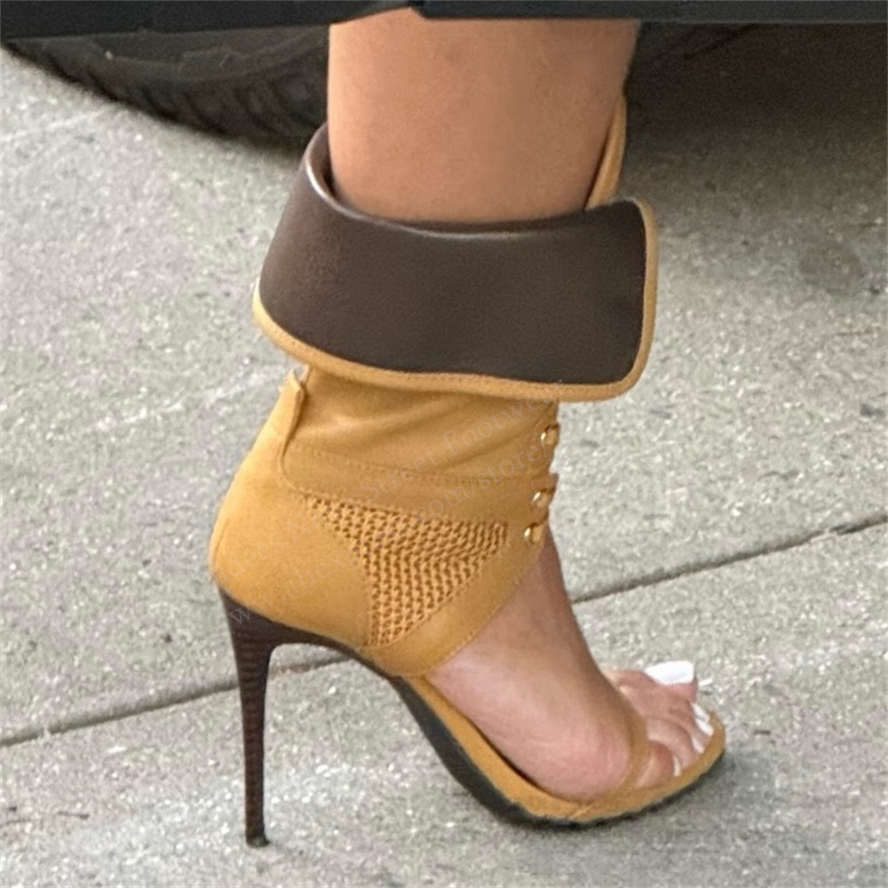 Leather Work Heels - Sandales à talons aiguilles ouvertes pour